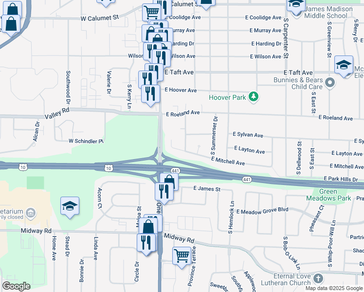 map of restaurants, bars, coffee shops, grocery stores, and more near 132 East Mitchell Avenue in Appleton