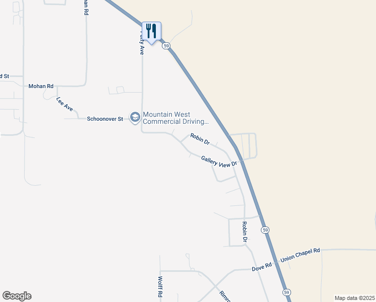 map of restaurants, bars, coffee shops, grocery stores, and more near 2376 Gallery View Drive in Gillette