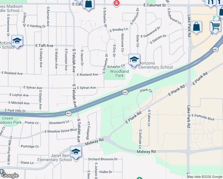 map of restaurants, bars, coffee shops, grocery stores, and more near 1825 East Sylvan Avenue in Appleton