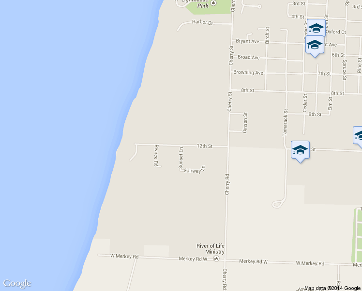 map of restaurants, bars, coffee shops, grocery stores, and more near 1925 12th St in Manistee