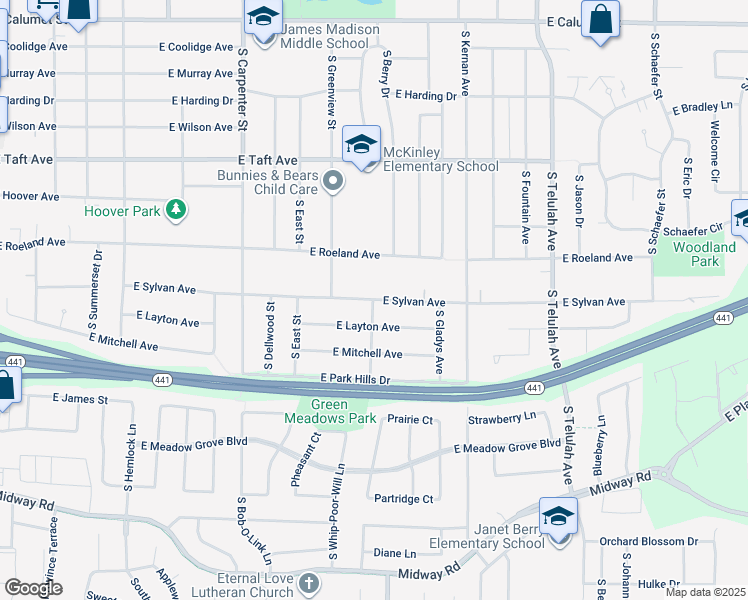 map of restaurants, bars, coffee shops, grocery stores, and more near 1200 East Sylvan Avenue in Appleton