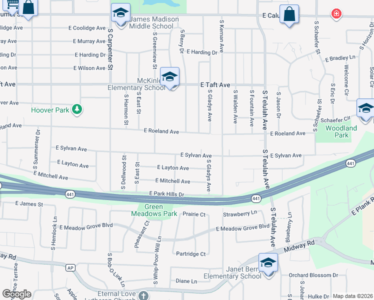 map of restaurants, bars, coffee shops, grocery stores, and more near 1218 East Sylvan Avenue in Appleton