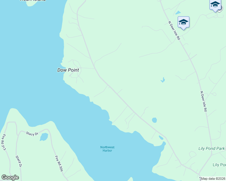 map of restaurants, bars, coffee shops, grocery stores, and more near 176 Dow Road in Deer Isle