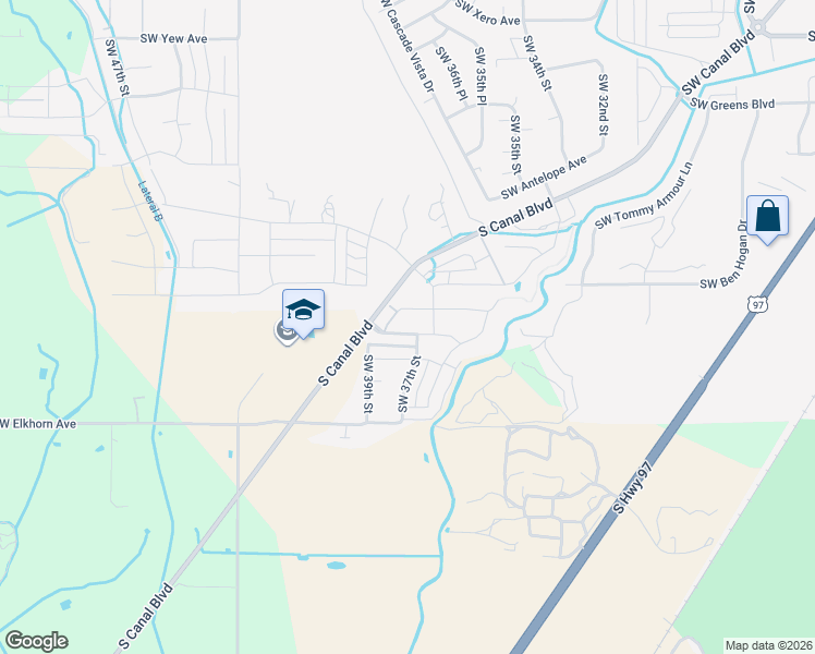 map of restaurants, bars, coffee shops, grocery stores, and more near 3795 South West Badger Court in Redmond