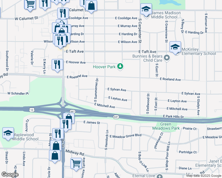 map of restaurants, bars, coffee shops, grocery stores, and more near 530 East Sylvan Avenue in Appleton