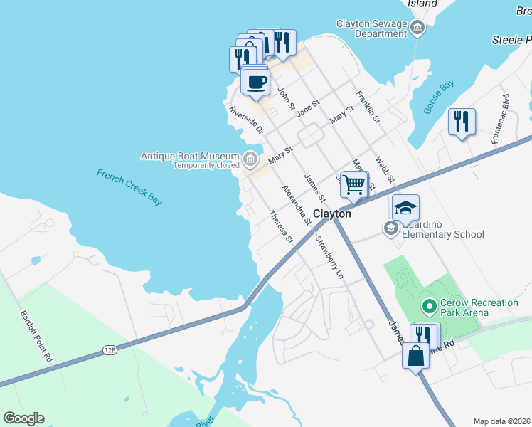 map of restaurants, bars, coffee shops, grocery stores, and more near 716 Union Street in Clayton