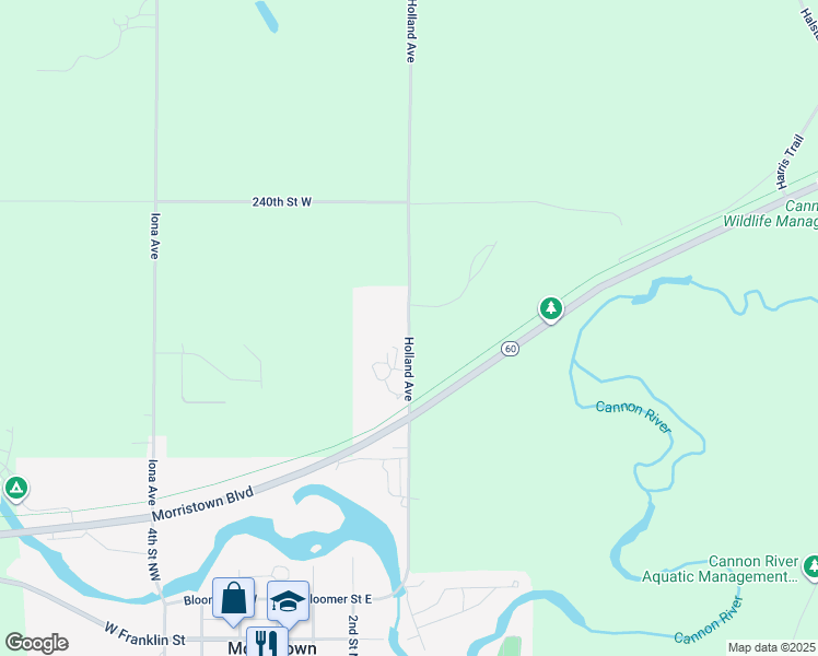 map of restaurants, bars, coffee shops, grocery stores, and more near County Road 72 in Morristown