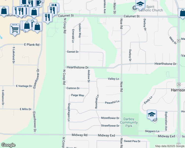 map of restaurants, bars, coffee shops, grocery stores, and more near N9520 Andrew Dr in Appleton