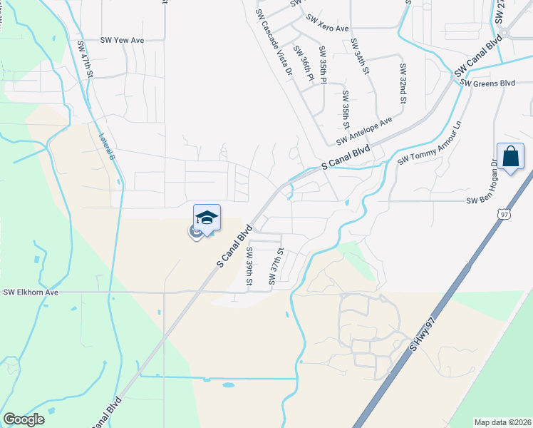 map of restaurants, bars, coffee shops, grocery stores, and more near 3795 South West Badger Court in Redmond