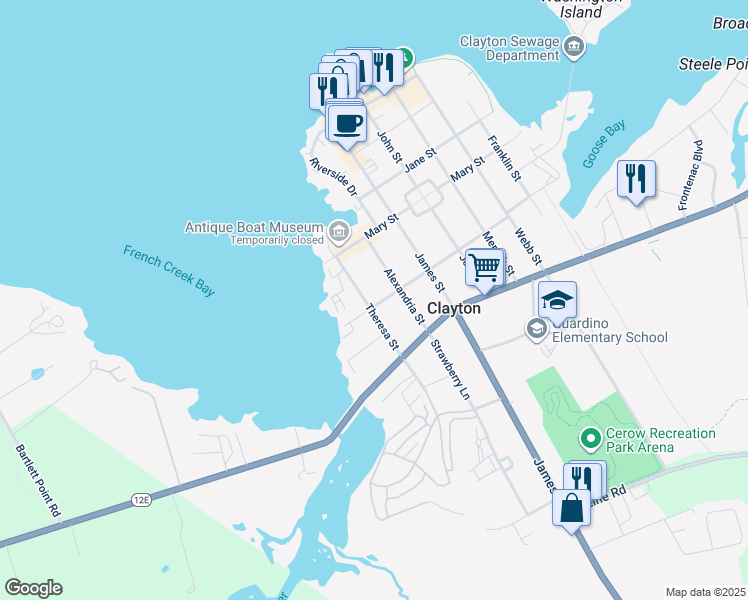 map of restaurants, bars, coffee shops, grocery stores, and more near 716 Union Street in Clayton