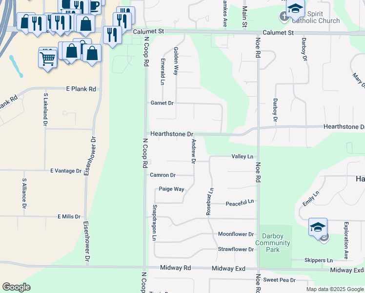 map of restaurants, bars, coffee shops, grocery stores, and more near N9514 Cathy Court in Appleton