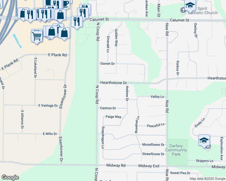 map of restaurants, bars, coffee shops, grocery stores, and more near N9513 Cathy Court in Appleton