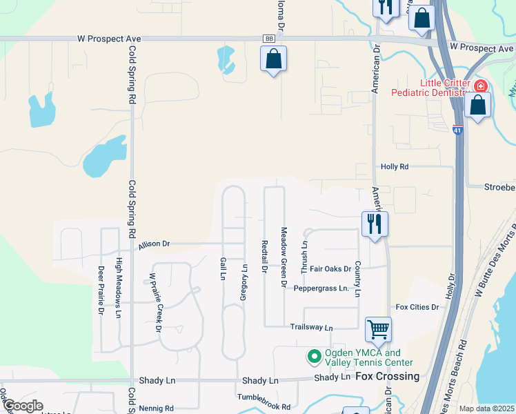 map of restaurants, bars, coffee shops, grocery stores, and more near 2322-2324 Redtail Lane in Neenah