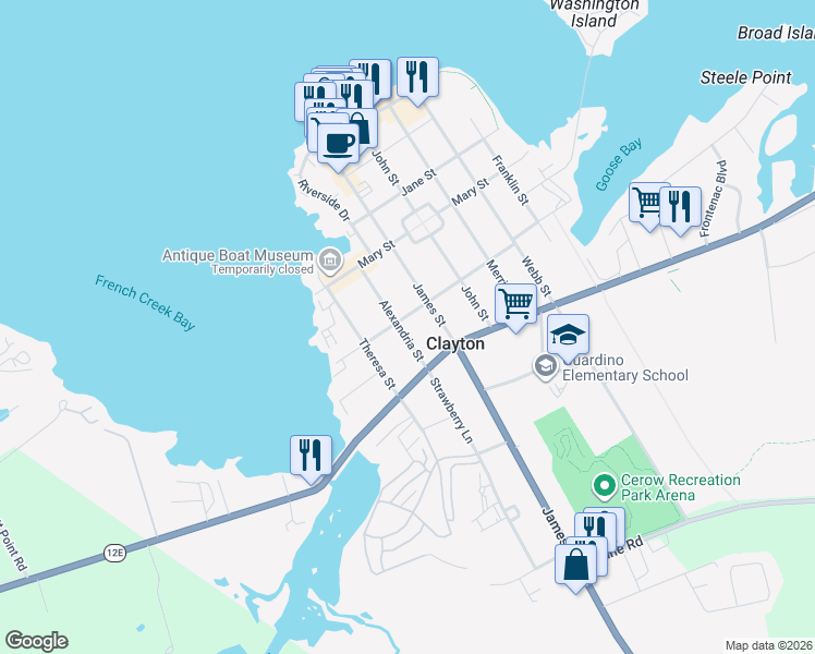 map of restaurants, bars, coffee shops, grocery stores, and more near 623 Union Street in Clayton