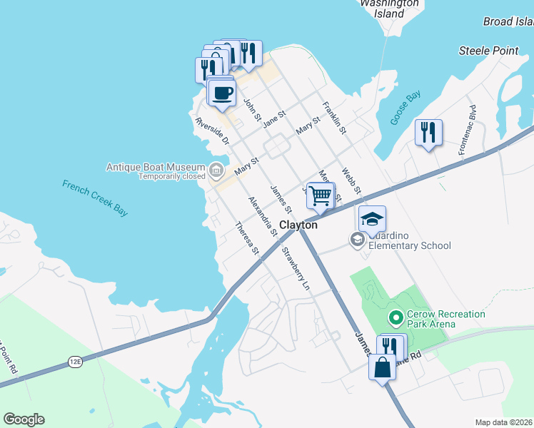 map of restaurants, bars, coffee shops, grocery stores, and more near 623 Union Street in Clayton