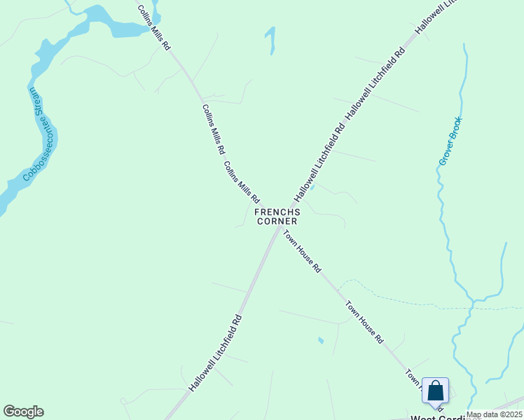 map of restaurants, bars, coffee shops, grocery stores, and more near 40 Collins Mills Road in West Gardiner