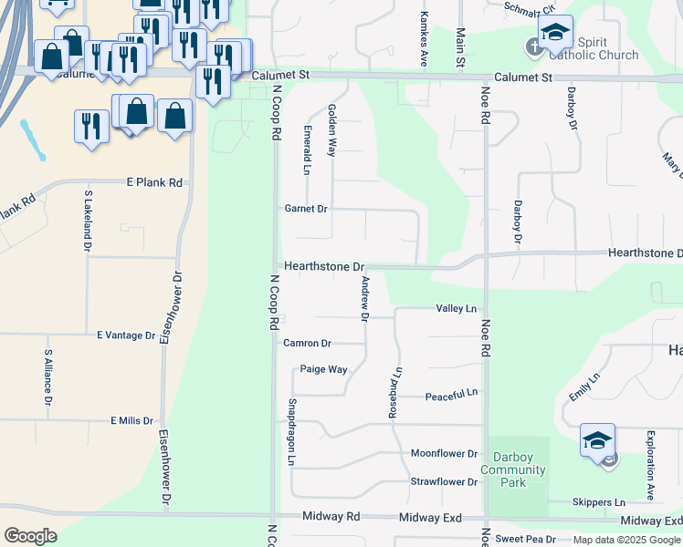 map of restaurants, bars, coffee shops, grocery stores, and more near N9514 Cathy Court in Appleton