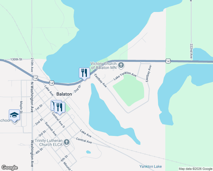 map of restaurants, bars, coffee shops, grocery stores, and more near 3090 Eastbay Avenue in Balaton