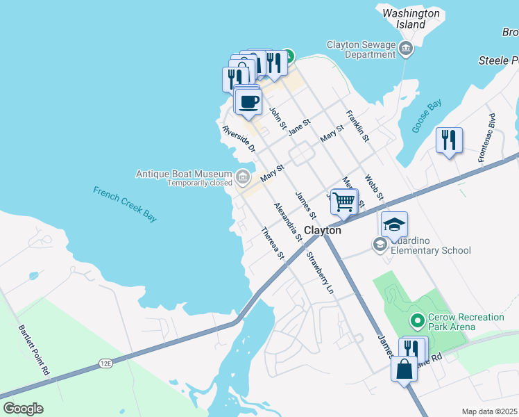 map of restaurants, bars, coffee shops, grocery stores, and more near 716 Union Street in Clayton