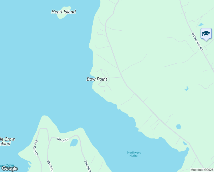 map of restaurants, bars, coffee shops, grocery stores, and more near Northwest Harbor Lane in Deer Isle