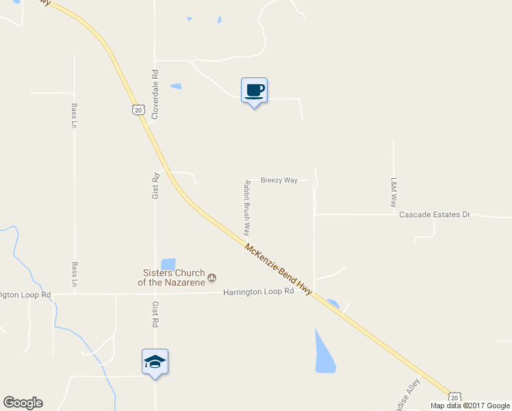 map of restaurants, bars, coffee shops, grocery stores, and more near 67292 Rabbit Brush Way in Bend