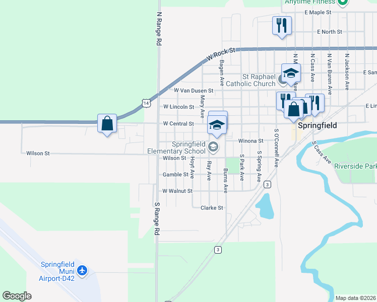 map of restaurants, bars, coffee shops, grocery stores, and more near 21 Hoyt Avenue in Springfield