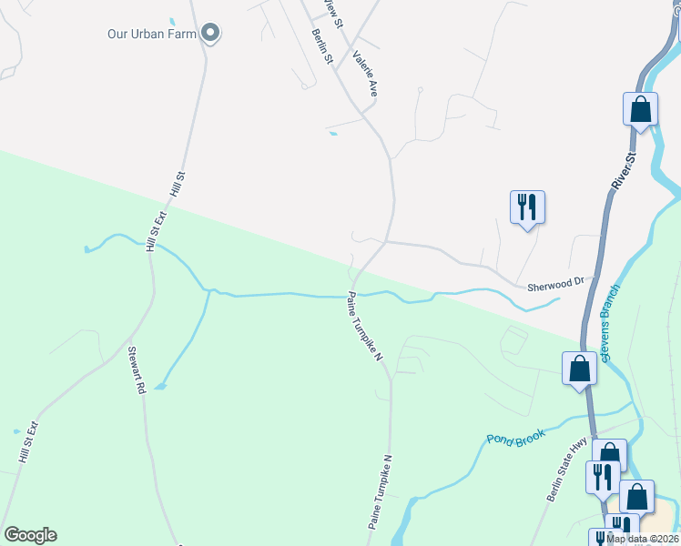 map of restaurants, bars, coffee shops, grocery stores, and more near 309 Berlin Street in Montpelier