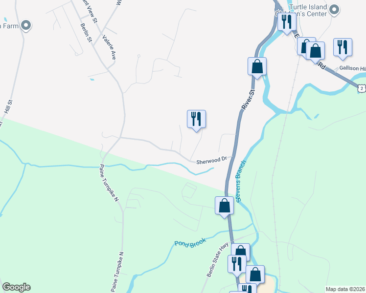 map of restaurants, bars, coffee shops, grocery stores, and more near 35 Robinhood Circle in Montpelier