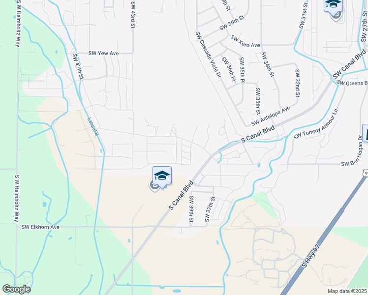 map of restaurants, bars, coffee shops, grocery stores, and more near 3970 Southwest Badger Avenue in Redmond