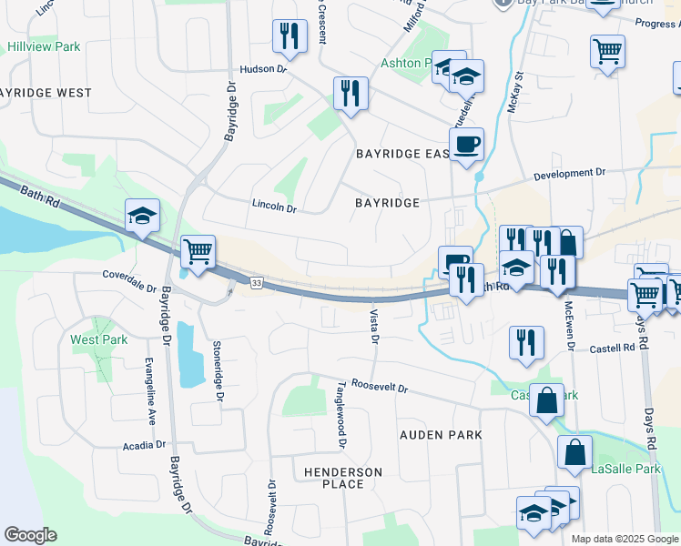 map of restaurants, bars, coffee shops, grocery stores, and more near 417 Boxwood Street in Kingston