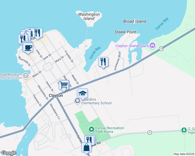 map of restaurants, bars, coffee shops, grocery stores, and more near 1340 State Street in Clayton