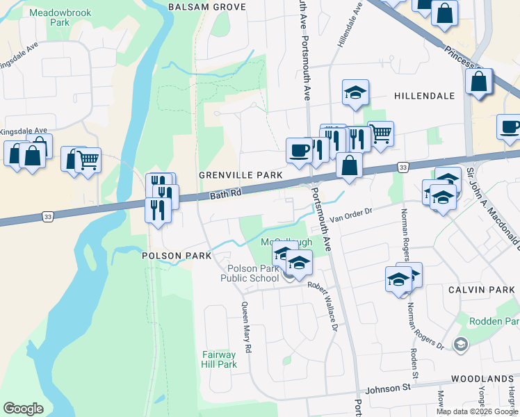 map of restaurants, bars, coffee shops, grocery stores, and more near 67 Notch Hill Road in Kingston