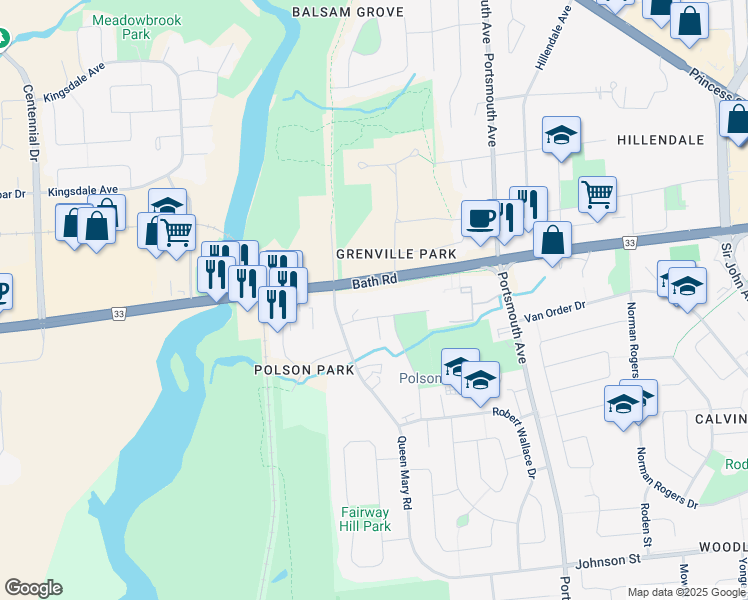 map of restaurants, bars, coffee shops, grocery stores, and more near 111 Notch Hill Road in Kingston