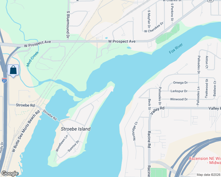 map of restaurants, bars, coffee shops, grocery stores, and more near 2480 Stroebe Island Drive in Appleton