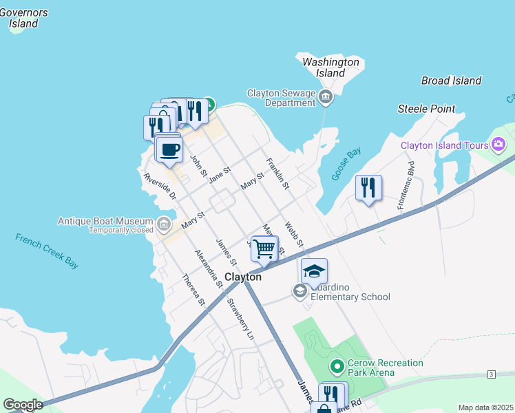 map of restaurants, bars, coffee shops, grocery stores, and more near 529 Merrick Street in Clayton