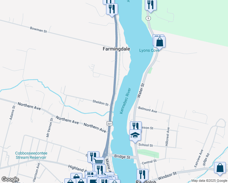 map of restaurants, bars, coffee shops, grocery stores, and more near 268 Maine Avenue in Farmingdale