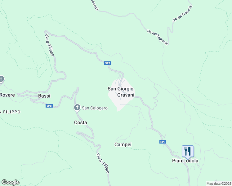map of restaurants, bars, coffee shops, grocery stores, and more near 1 Via San Giorgio in Gravani