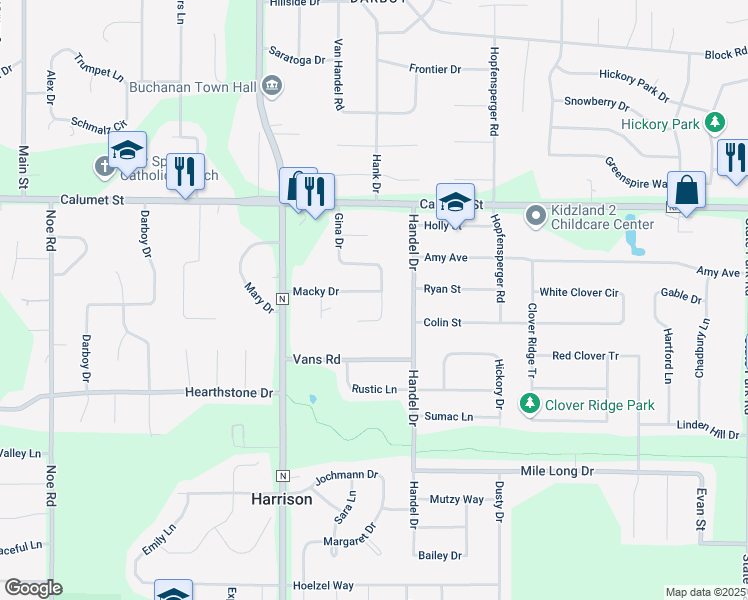 map of restaurants, bars, coffee shops, grocery stores, and more near W5630 Macky Drive in Appleton