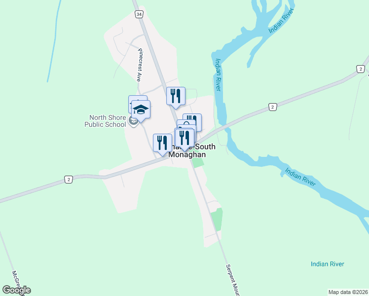 map of restaurants, bars, coffee shops, grocery stores, and more near in Peterborough County