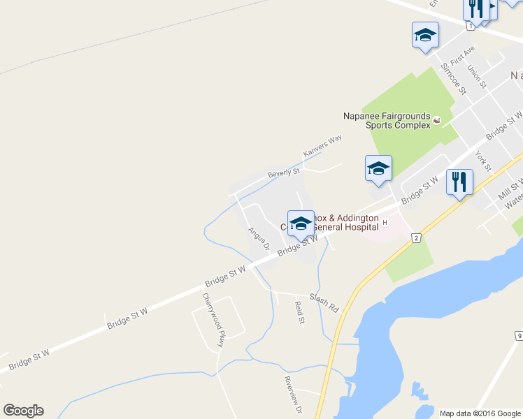 map of restaurants, bars, coffee shops, grocery stores, and more near 61 Splinter Drive in Napanee