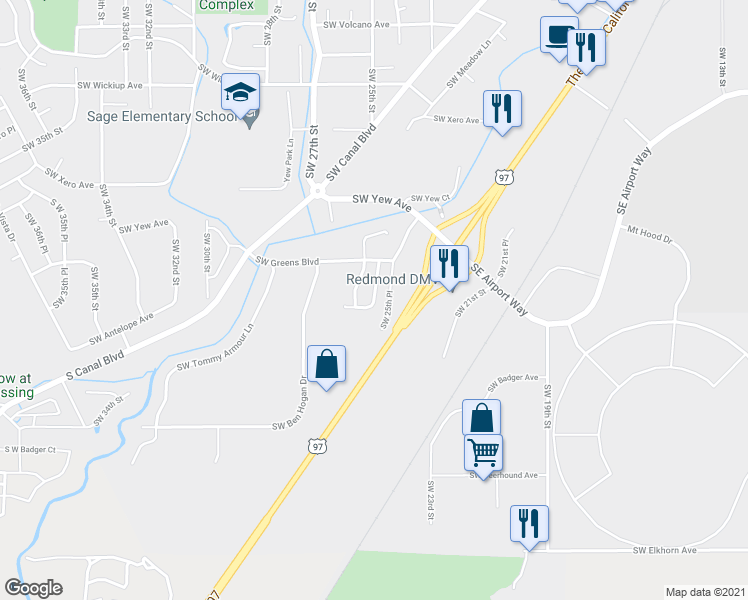 map of restaurants, bars, coffee shops, grocery stores, and more near 3963 Sam Snead Court in Redmond