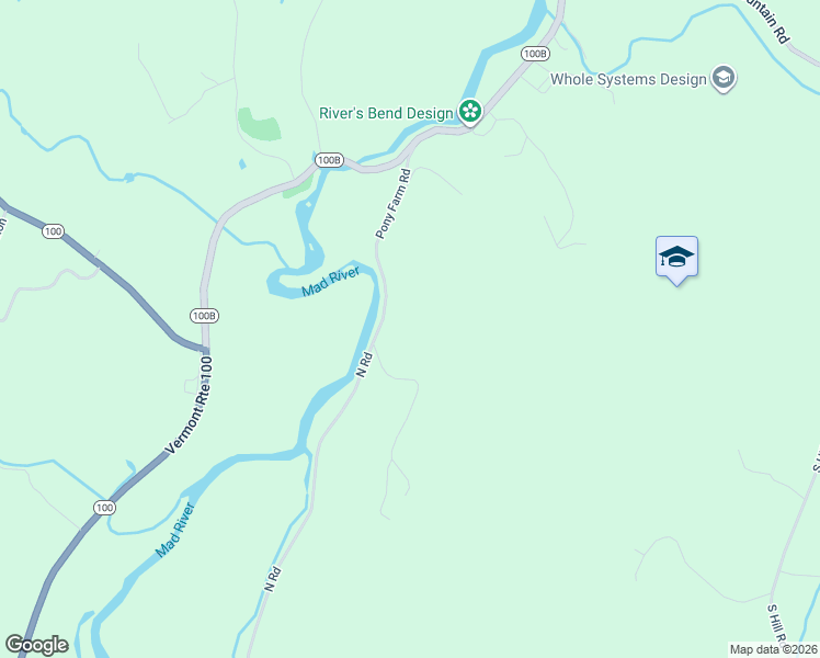 map of restaurants, bars, coffee shops, grocery stores, and more near 397 Pony Farm Road in Moretown