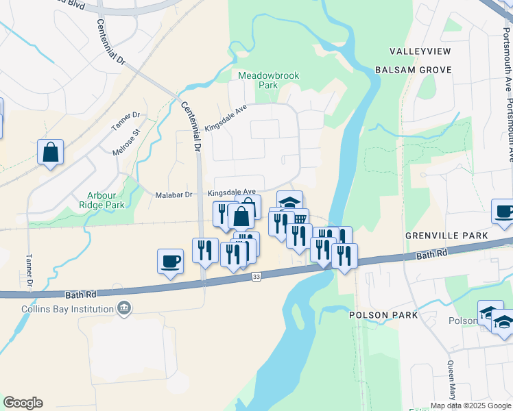 map of restaurants, bars, coffee shops, grocery stores, and more near 310 Kingsdale Avenue in Kingston