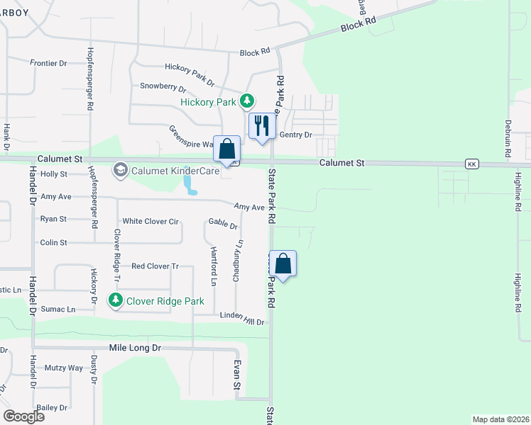 map of restaurants, bars, coffee shops, grocery stores, and more near W5307 Amy Avenue in Appleton