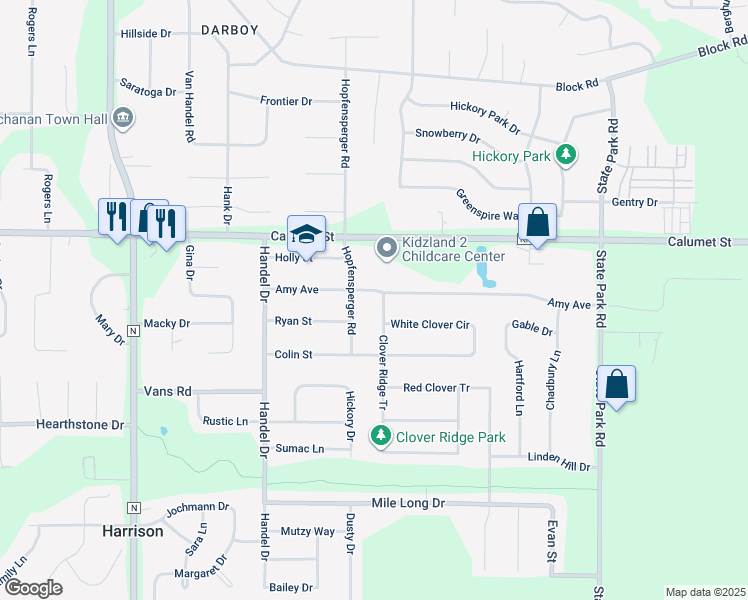 map of restaurants, bars, coffee shops, grocery stores, and more near 5477 Clover Ridge Tr in Appleton