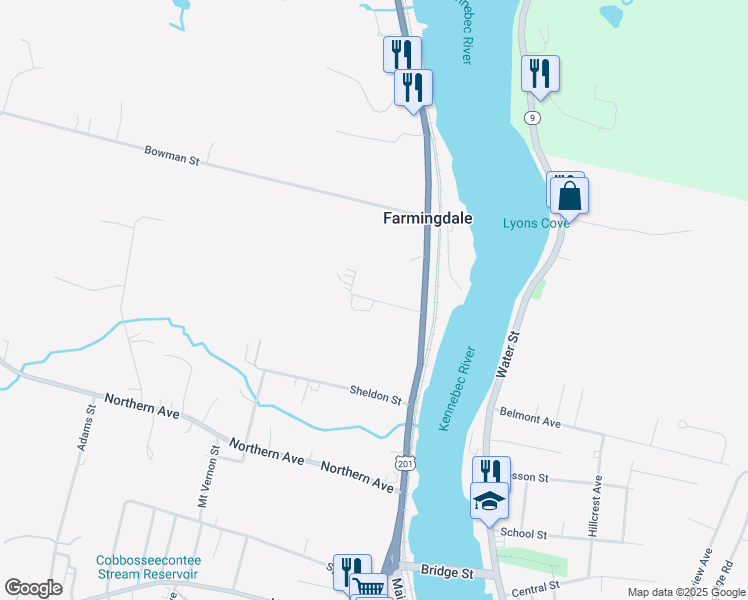 map of restaurants, bars, coffee shops, grocery stores, and more near 10 Grant Street in Farmingdale