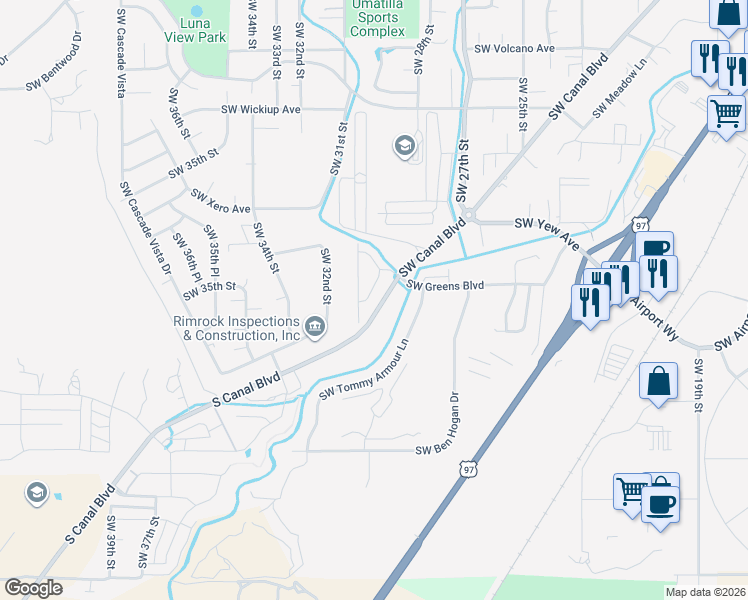 map of restaurants, bars, coffee shops, grocery stores, and more near 3818 Southwest 30th Court in Redmond