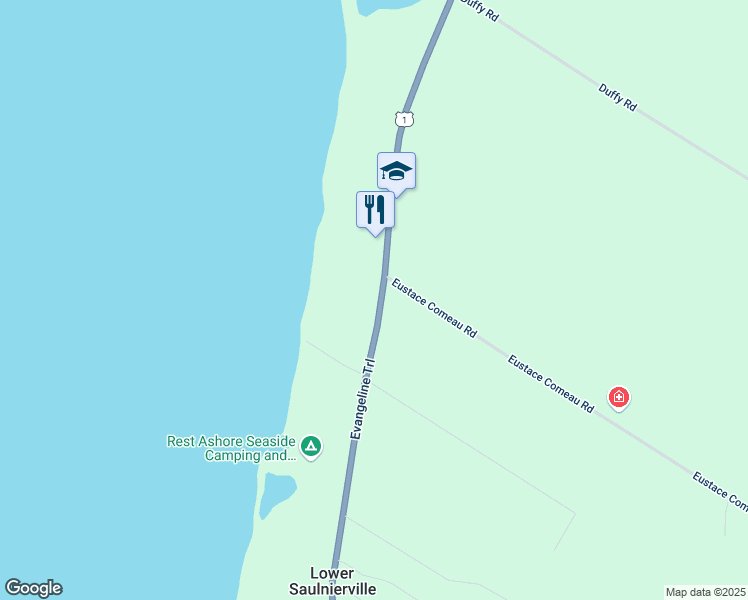 map of restaurants, bars, coffee shops, grocery stores, and more near 9613 Nova Scotia Trunk 1 in Saulnierville