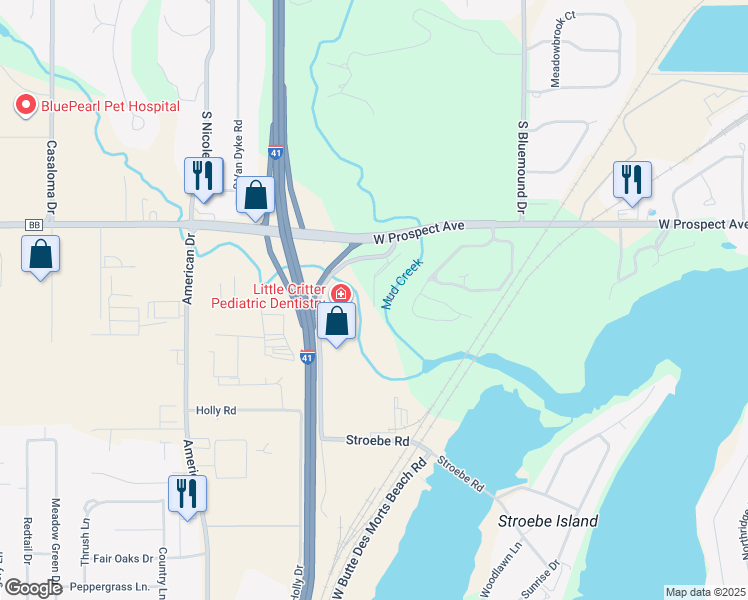 map of restaurants, bars, coffee shops, grocery stores, and more near 2661 Northern Road in Appleton