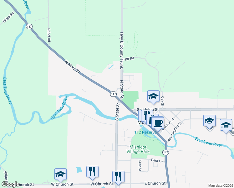 map of restaurants, bars, coffee shops, grocery stores, and more near 707 North State Street in Mishicot